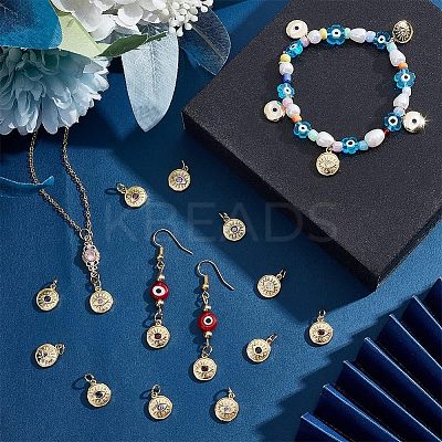 16Pcs 8 Colors Brass Micro Pave Cubic Zirconia Pendants KK-HY0001-39-1