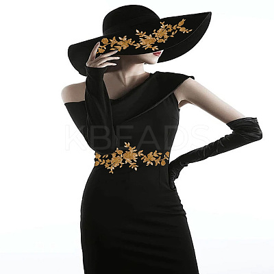 1Pair Flower Polyester Embroidery Appliques PATC-LP0001-36-1