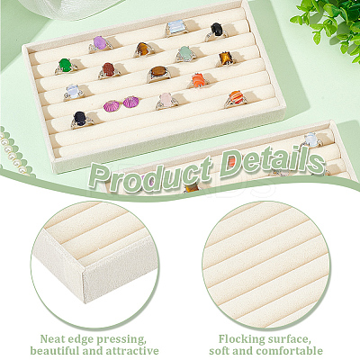 7-Slot Rectangle Velvet Wedding Ring Storage Display Trays AJEW-WH0471-129B-1