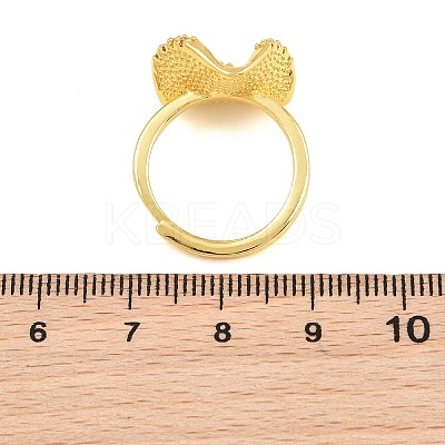 Flower Brass Micro Pave Cubic Zirconia & Enamel Cuff Ring Settings KK-CBAC351-06G-01-1