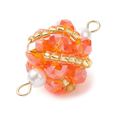 Glass Beaded Round Sphere Links PALLOY-MZ00874-01-1