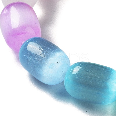 Dyed Natural Selenite Column Beaded Stretch Bracelet for Women LS-BJEW-I312-03-1
