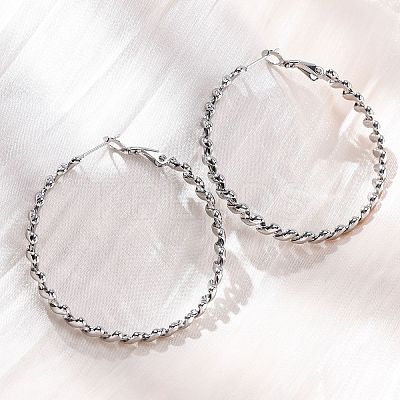 304 Stainless Steel Hoop Earrings EJEW-S250-04A-P-1