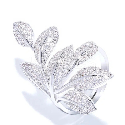 Brass Micro Pave Clear Cubic Zirconia Finger Rings FS-WG77E03-01-1