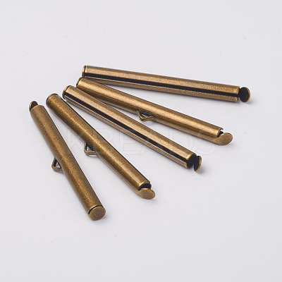 Brass Slide On End Clasp Tubes KK-P031-11AB-1