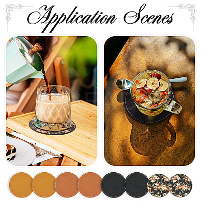 Magibead 8Pcs 4 Styles PU Leather Cup Mats AJEW-MB0001-09A-1