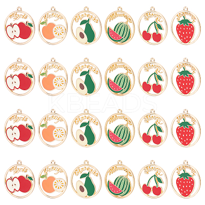 24Pcs 6 Style Alloy Enamel Pendants ENAM-NB0001-76-NR-1