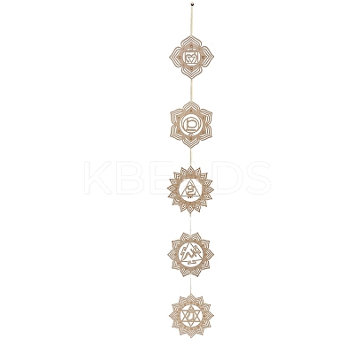 DIY Unfinished Bohemian Meditation Energy Symbol Wood Pendant Decoration Kits DIY-B060-03-1
