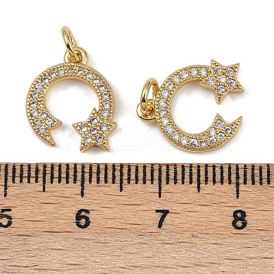 Brass Micro Pave Cubic Zirconia Charms KK-I358-058A-G-1