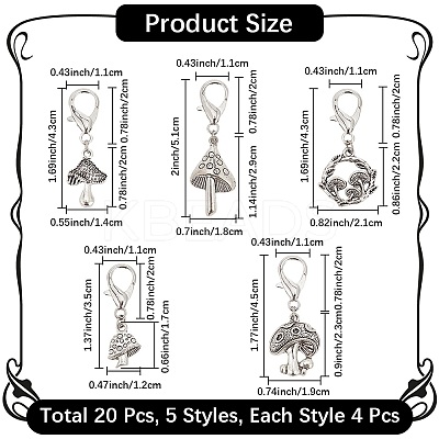 24Pcs 6 Styles Mushroom Alloy Shoe Charms HJEW-CP00026-1