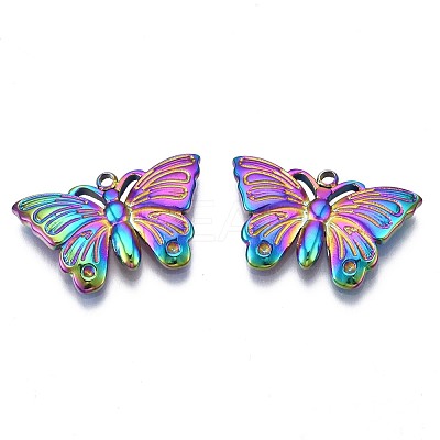 Rack Plating Rainbow Color 304 Stainless Steel Pendant Rhinestone Settings STAS-N098-026-1