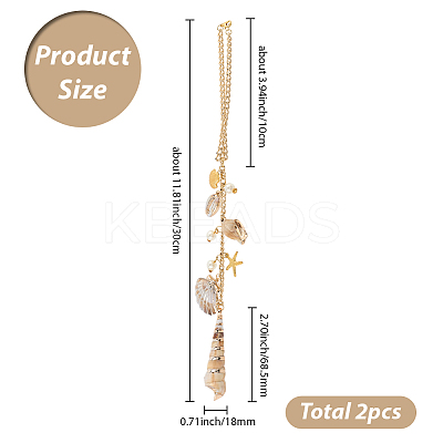 2Pcs Ocean Theme Acrylic & Alloy Pendant Decoration HJEW-SC0002-70-1