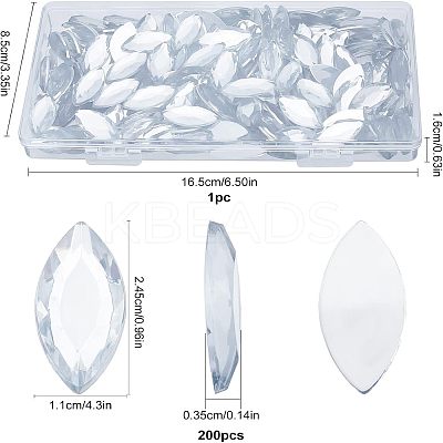 200Pcs Acrylic Rhinestone Cabochons OACR-FG0001-12-1