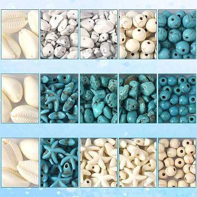 192Pcs 6 Styles Synthetic Turquoise Beads TURQ-FS0001-07-1