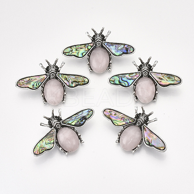 Natural Rose Quartz Brooches/Pendants G-S353-08M-1