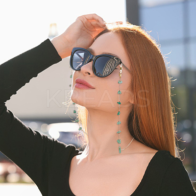 2Pcs Alloy & Natural Gemstone Chips Chains for Eyeglasses HJEW-FH00129-1