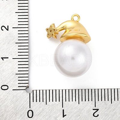 Rack Plating Brass with Cubic Zirconia Pendants and ABS Imitation Pearls Pendants KK-Q010-09G-1