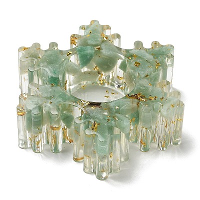 Natural Green Aventurine & Resin Candle Holder Molds DJEW-H012-02B-1