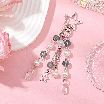 4Pcs Acrylic & ABS Plastic Pearl Jellyfish Pendant Decorations KEYC-SP0001-32A-1
