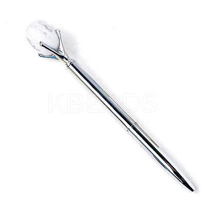 Natural Howlite Egg Ball-Point Pen PW-WG63249-06-1