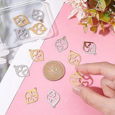 12Pcs 2 Colors 201 Stainless Steel Pendants STAS-UN0040-19-1