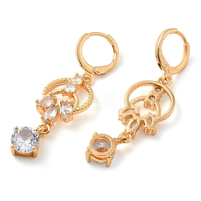 Rack Plating Golden Brass Dangle Leverback Earrings EJEW-B037-13G-1