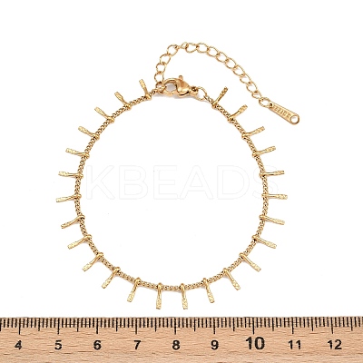 304 Stainless Steel Bar Tassel Chain Anklets for Women AJEW-G071-01G-1