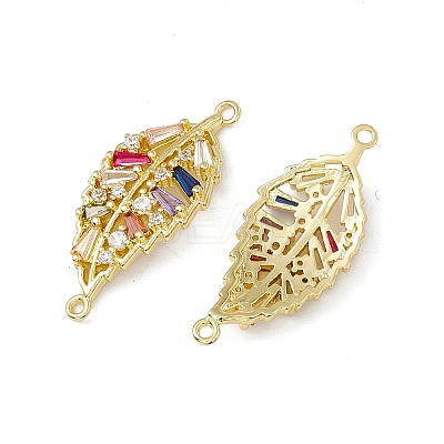 Brass Pave Colorful Cubic Zirconia Connector Charms KK-E068-VC017-1