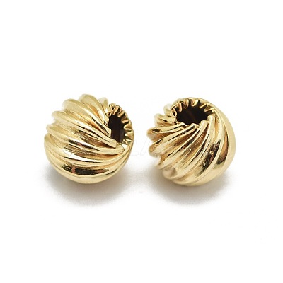 Yellow Gold Filled Corrugated Beads KK-L183-034B-1