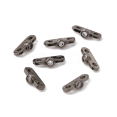 Rack Plating Brass Pave Clear Cubic Zirconia Connector Charms KK-G433-04B-1