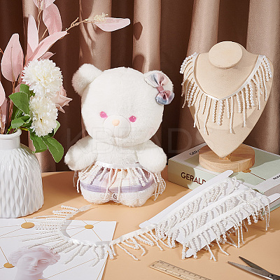 Resin Imitation Pearl Beaded Handicraft Tassel Fringe Trimming DIY-BC0009-87A-1