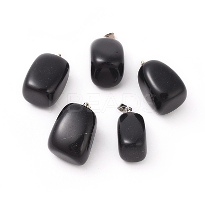 Natural Dyed & Heated Black Agate Pendants G-k302-B16-1