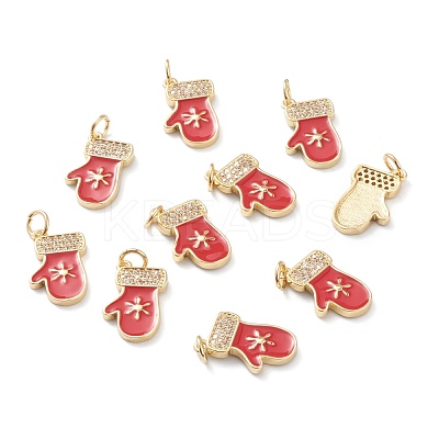 Christmas Style Brass Micro Pave Clear Grade AAA Cubic Zirconia Pendants ZIRC-Z008-01G-1