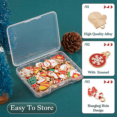 32Pcs 16 Styles Christmas Theme Alloy Enamel Pendants ENAM-TA0001-64-1