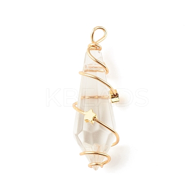 Faceted Glass Pendants PALLOY-JF01594-1