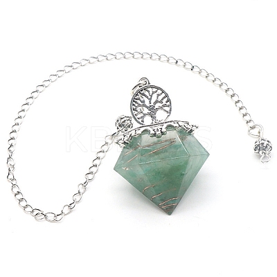 Natural Green Aventurine Chip & Resin Dowsing Pendulum Big Pendants PW-WG72597-01-1
