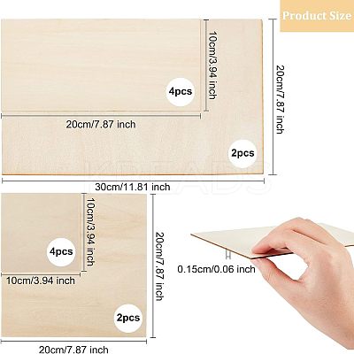 12Pcs 4 Style Basswood Veneer Pieces DIY-OC0009-19-1