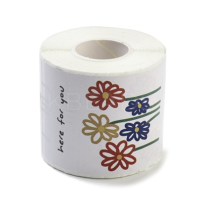 200Pcs Rectangle with Flower Here for You Theme Paper Self-Adhesive Stickers AJEW-S084-02E-1