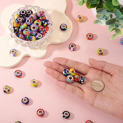 100Pcs 5 Colors Bohemian Style Resin European Beads RESI-TA0004-83-1