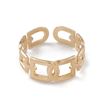 Ion Plating(IP) 304 Stainless Steel Hollow Arch Open Cuff Rings for Women RJEW-G285-57G-1