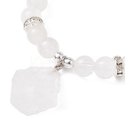 Natural Quartz Crysta & Synthetic Hematite Beaded Stretch Bracelet BJEW-JB09760-05-1