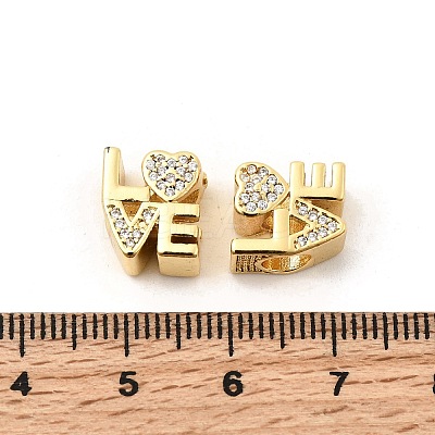 Brass Micro Pave Clear Cubic Zirconia European Beads X-KK-P344-03G-1