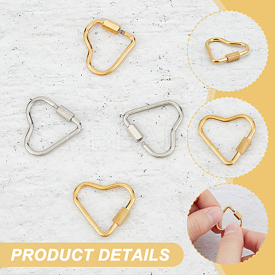 4Pcs 4 Styles 304 Stainless Steel Screw Carabiner Lock Charms STAS-UN0052-23-1
