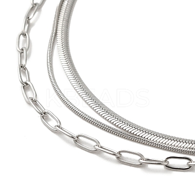 Stainless Steel Chains Three Layers Necklaces NJEW-D054-01A-01P-1