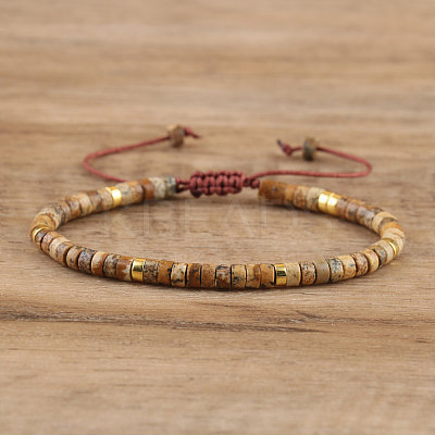 Natural Picture Jasper Beaded Braided Bracelets QH4784-4-1