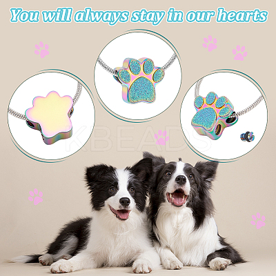 Paw Print Urn Ashes Necklace NJEW-WH0024-01RC-1