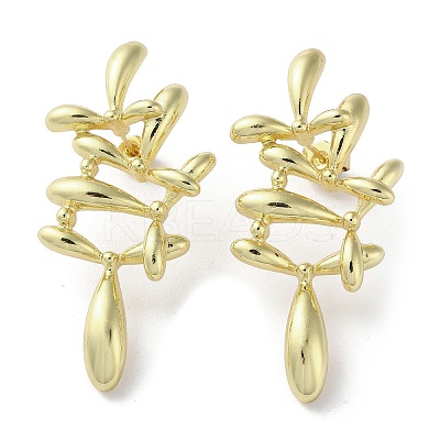 Rack Plating Brass Flower Stud Earrings EJEW-M237-07G-1