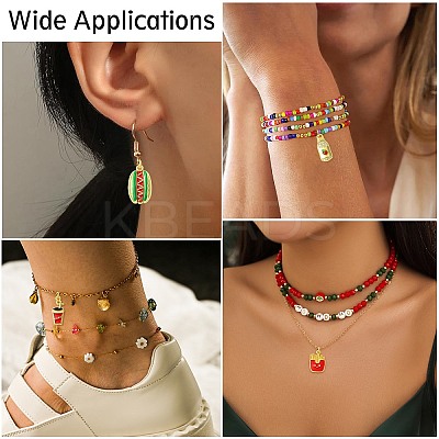 6Pcs 6 Styles Food Brass Pendants KK-CJ0003-63-1