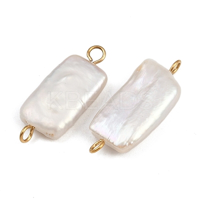 Natural Freshwater Pearl Keshi Pearl Rectangle Connector Charms STAS-D378-18G-1