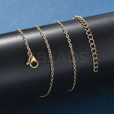 PVD Vacuum Plating 304 Stainless Steel Cable Chain Necklace STAS-T040-PJ205-40-1